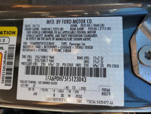 Photo 12 VIN: 1FA6P0H75F5123043 - FORD FUSION SE 