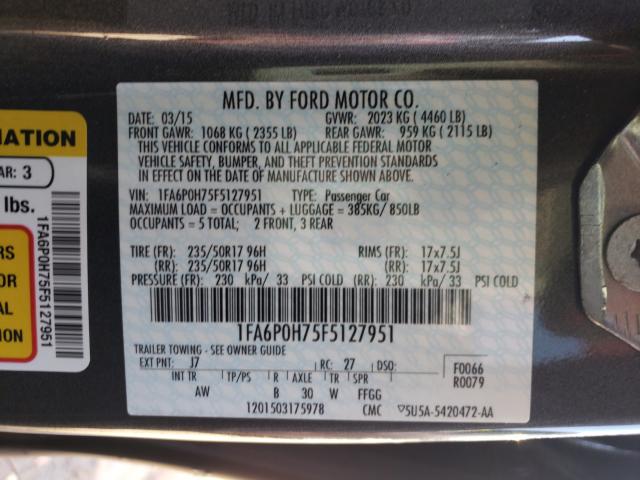 Photo 9 VIN: 1FA6P0H75F5127951 - FORD FUSION SE 