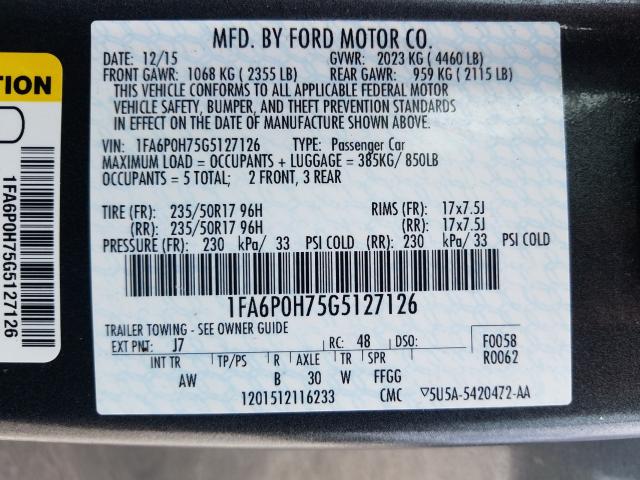 Photo 9 VIN: 1FA6P0H75G5127126 - FORD FUSION SE 