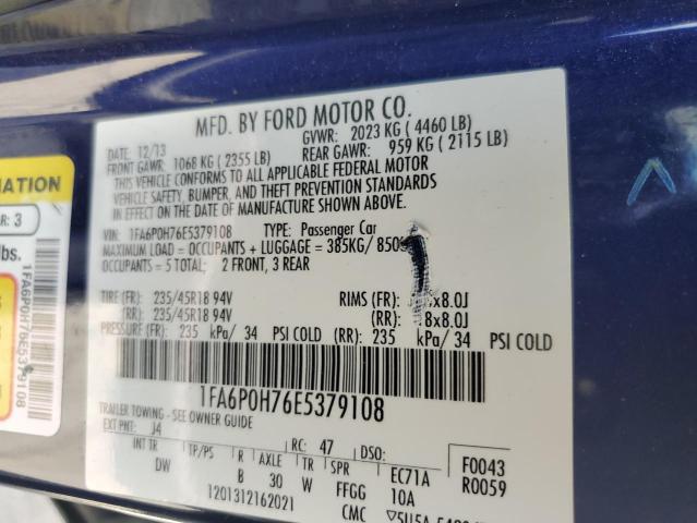 Photo 12 VIN: 1FA6P0H76E5379108 - FORD FUSION 