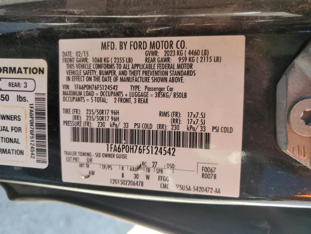 Photo 11 VIN: 1FA6P0H76F5124542 - FORD FUSION SE 