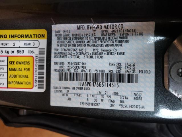 Photo 9 VIN: 1FA6P0H76G5114515 - FORD FUSION SE 