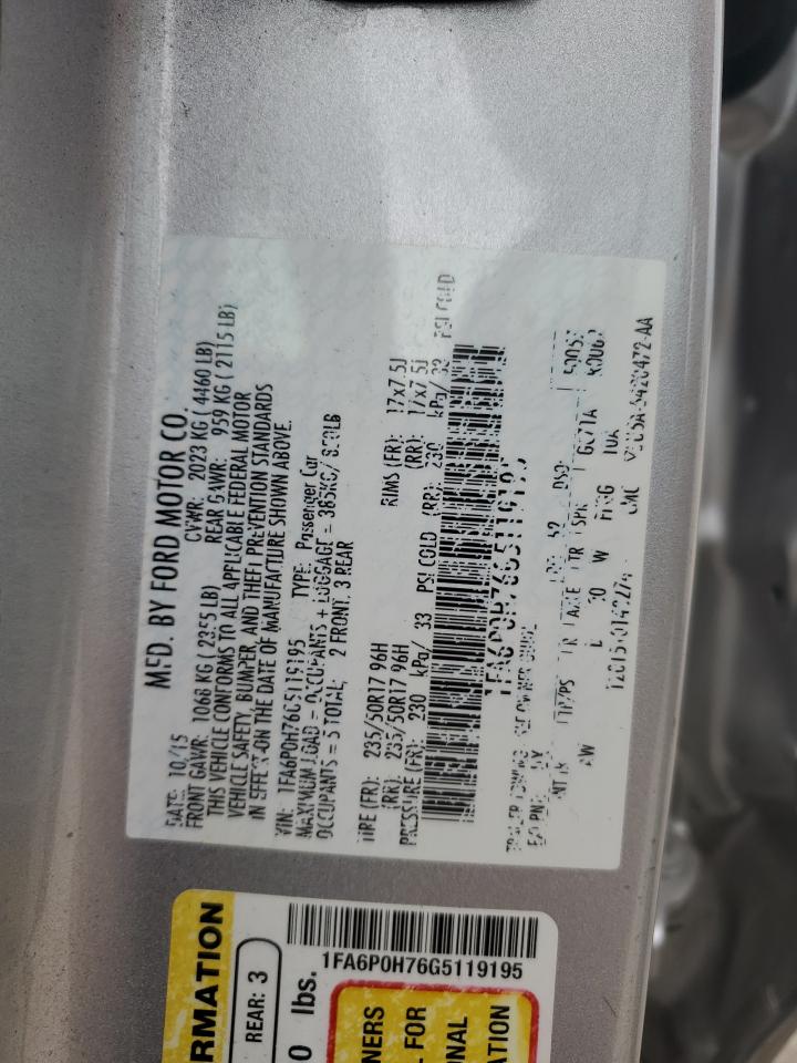 Photo 11 VIN: 1FA6P0H76G5119195 - FORD FUSION 