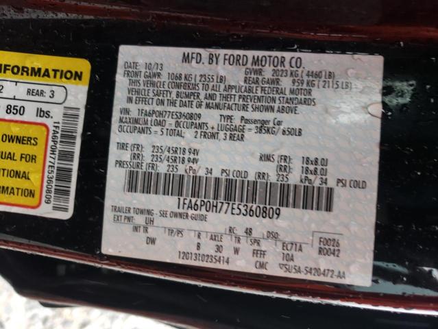 Photo 9 VIN: 1FA6P0H77E5360809 - FORD FUSION SE 