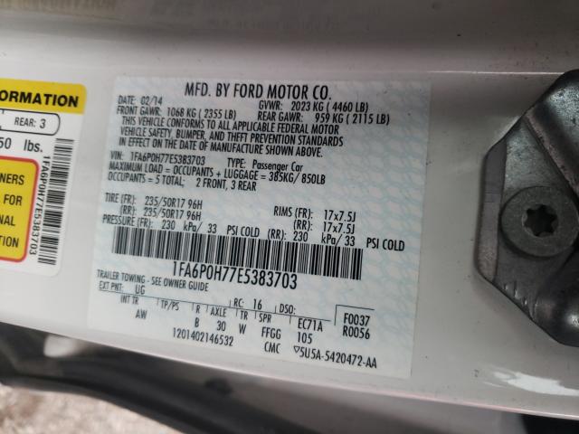 Photo 9 VIN: 1FA6P0H77E5383703 - FORD FUSION SE 