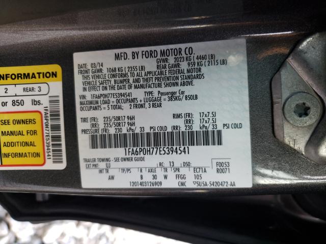 Photo 9 VIN: 1FA6P0H77E5394541 - FORD FUSION SE 