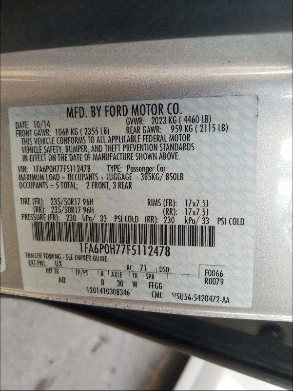 Photo 9 VIN: 1FA6P0H77F5112478 - FORD FUSION SE 