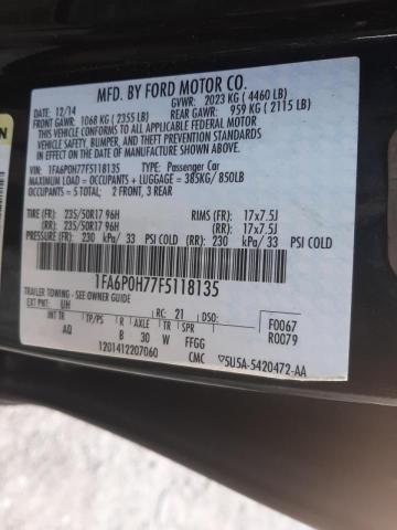 Photo 9 VIN: 1FA6P0H77F5118135 - FORD FUSION SE 