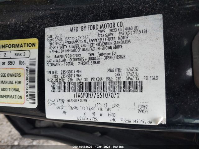 Photo 8 VIN: 1FA6P0H77G5107072 - FORD FUSION 