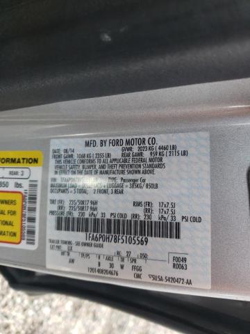 Photo 9 VIN: 1FA6P0H78F5105569 - FORD FUSION SE 