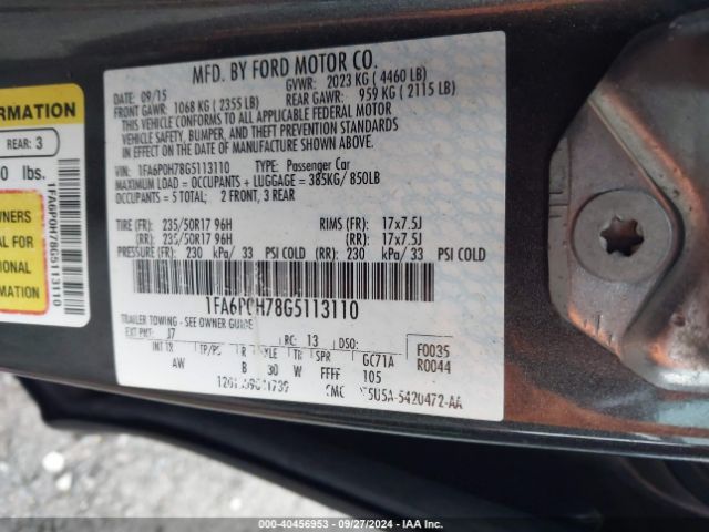 Photo 8 VIN: 1FA6P0H78G5113110 - FORD FUSION 