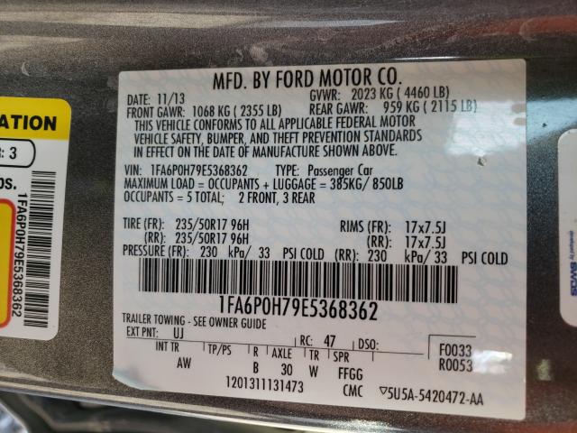 Photo 9 VIN: 1FA6P0H79E5368362 - FORD FUSION SE 