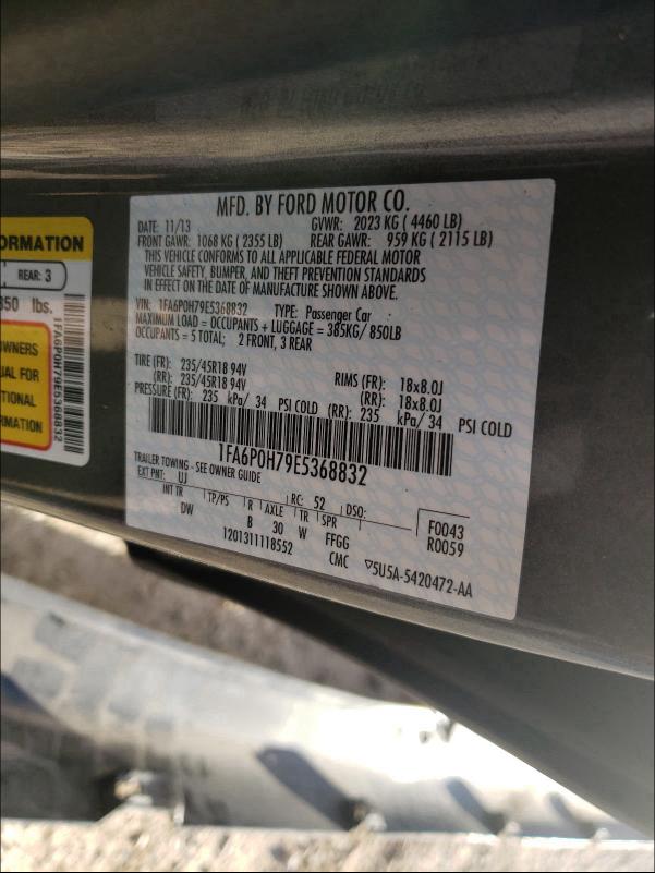 Photo 9 VIN: 1FA6P0H79E5368832 - FORD FUSION SE 