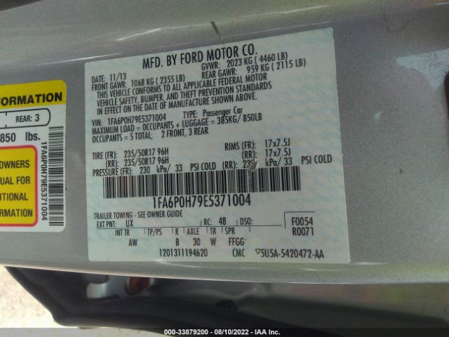 Photo 8 VIN: 1FA6P0H79E5371004 - FORD FUSION 