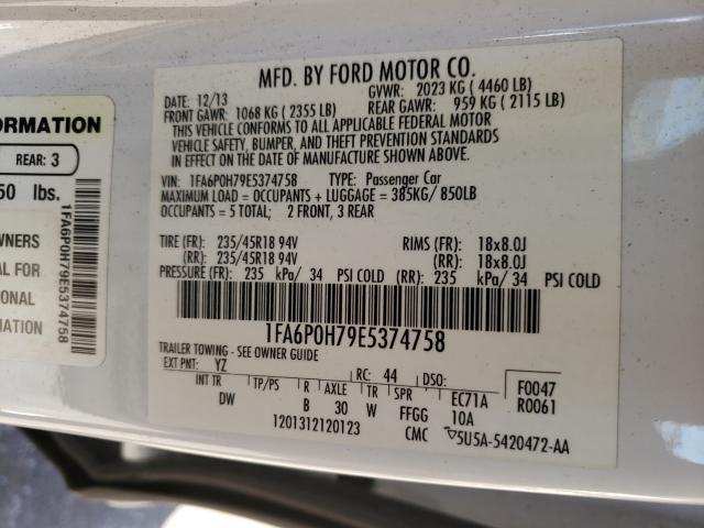 Photo 9 VIN: 1FA6P0H79E5374758 - FORD FUSION SE 