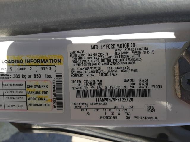 Photo 9 VIN: 1FA6P0H79F5125720 - FORD FUSION S 