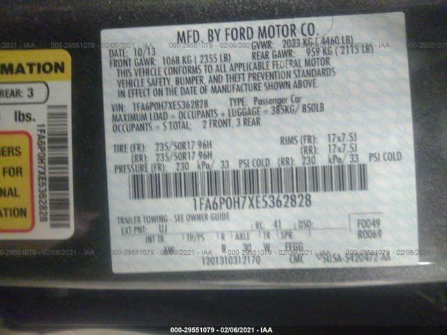 Photo 8 VIN: 1FA6P0H7XE5362828 - FORD FUSION 