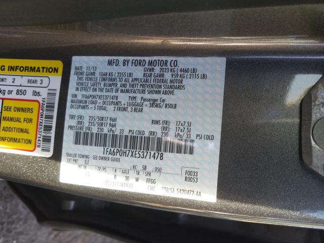 Photo 9 VIN: 1FA6P0H7XE5371478 - FORD FUSION SE 