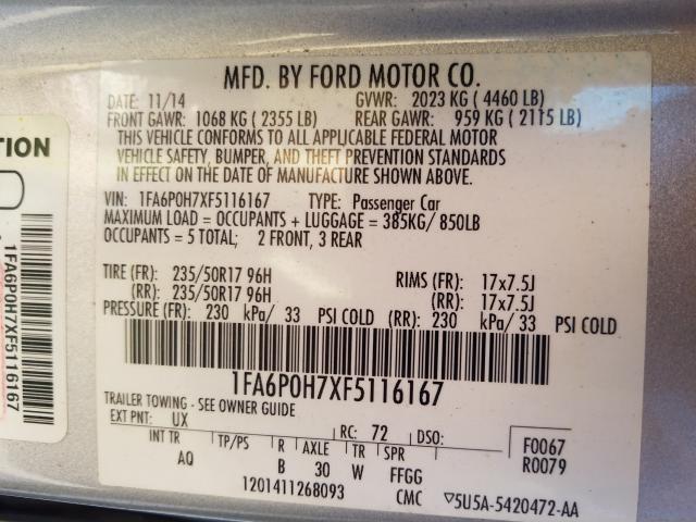 Photo 9 VIN: 1FA6P0H7XF5116167 - FORD FUSION 