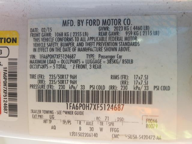 Photo 9 VIN: 1FA6P0H7XF5124687 - FORD FUSION SE 