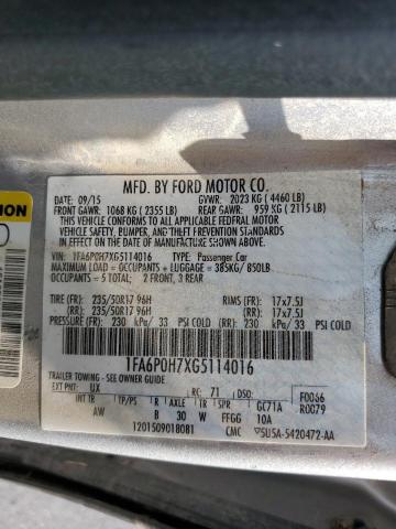 Photo 9 VIN: 1FA6P0H7XG5114016 - FORD FUSION SE 