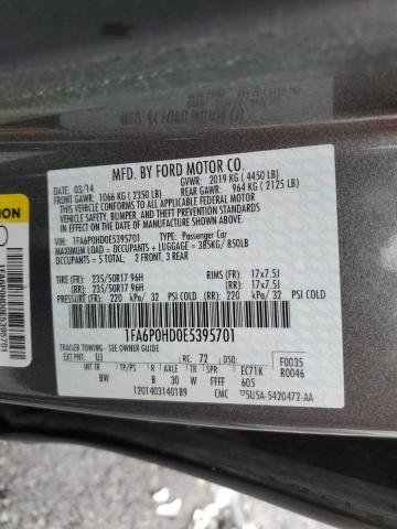 Photo 11 VIN: 1FA6P0HD0E5395701 - FORD FUSION SE 