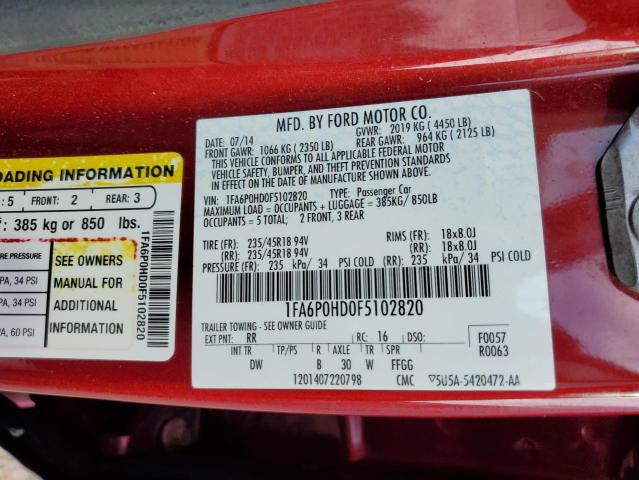 Photo 11 VIN: 1FA6P0HD0F5102820 - FORD FUSION 