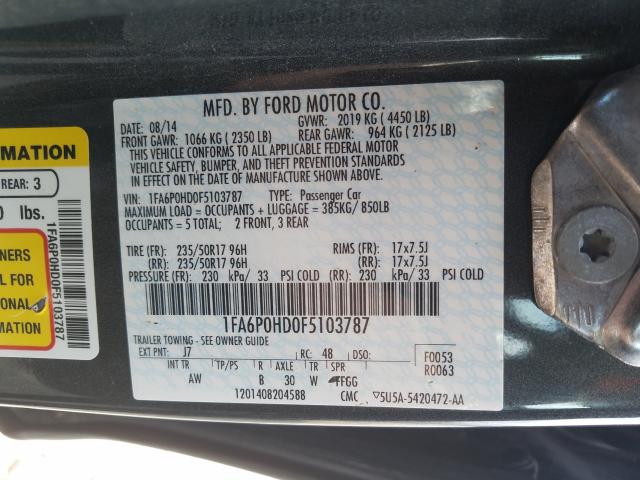 Photo 9 VIN: 1FA6P0HD0F5103787 - FORD FUSION SE 