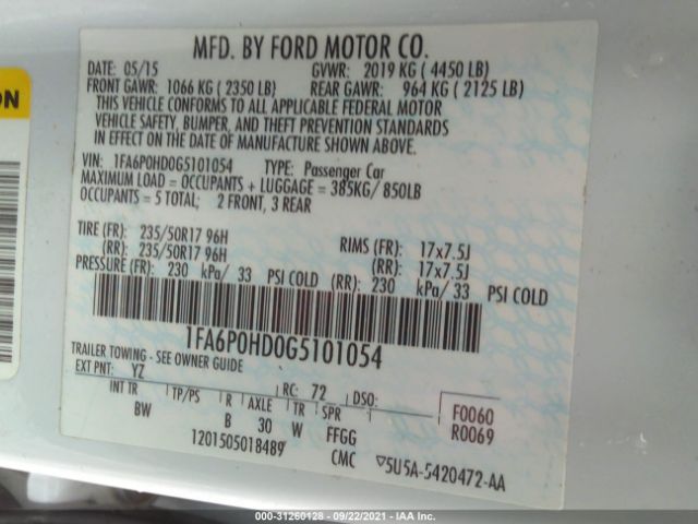 Photo 8 VIN: 1FA6P0HD0G5101054 - FORD FUSION 