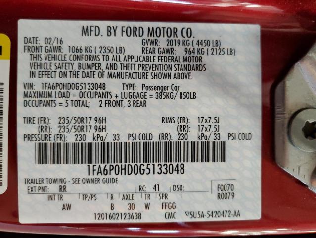 Photo 12 VIN: 1FA6P0HD0G5133048 - FORD FUSION SE 