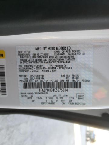 Photo 9 VIN: 1FA6P0HD1E5375814 - FORD FUSION SE 