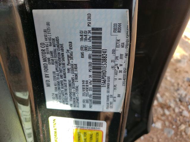 Photo 9 VIN: 1FA6P0HD1E5388241 - FORD FUSION SE 