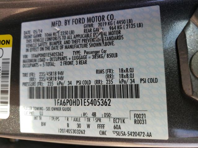 Photo 9 VIN: 1FA6P0HD1E5405362 - FORD FUSION SE 