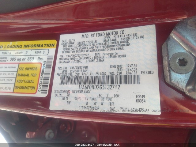 Photo 8 VIN: 1FA6P0HD2G5132712 - FORD FUSION 