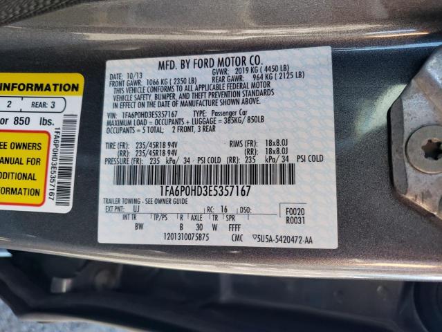 Photo 11 VIN: 1FA6P0HD3E5357167 - FORD FUSION 