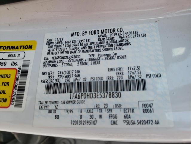 Photo 9 VIN: 1FA6P0HD3E5378830 - FORD FUSION SE 