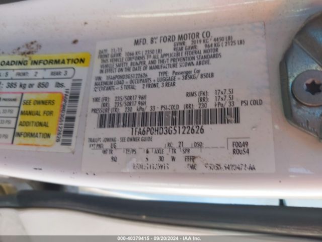 Photo 8 VIN: 1FA6P0HD3G5122626 - FORD FUSION 