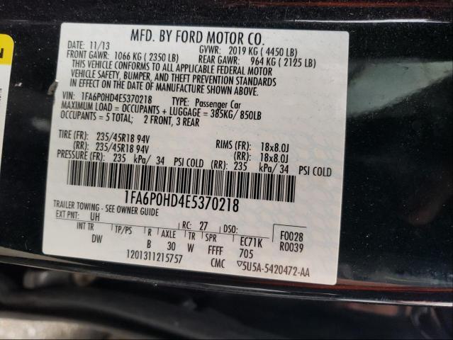 Photo 9 VIN: 1FA6P0HD4E5370218 - FORD FUSION SE 