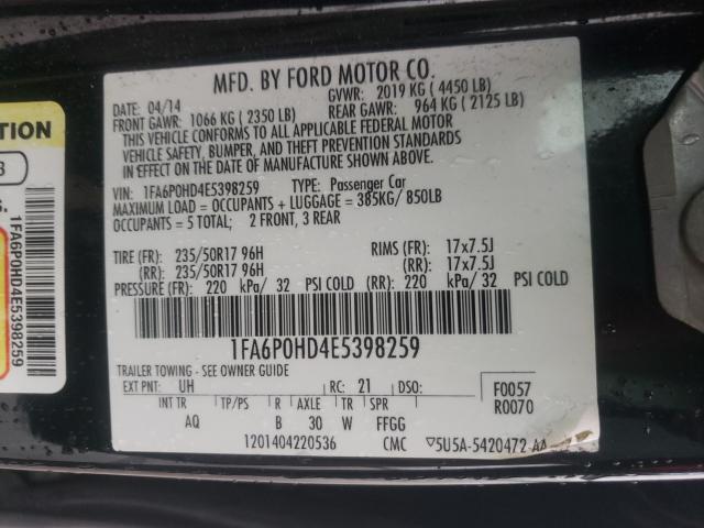 Photo 9 VIN: 1FA6P0HD4E5398259 - FORD FUSION SE 