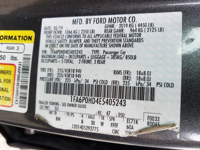 Photo 9 VIN: 1FA6P0HD4E5405243 - FORD FUSION SE 