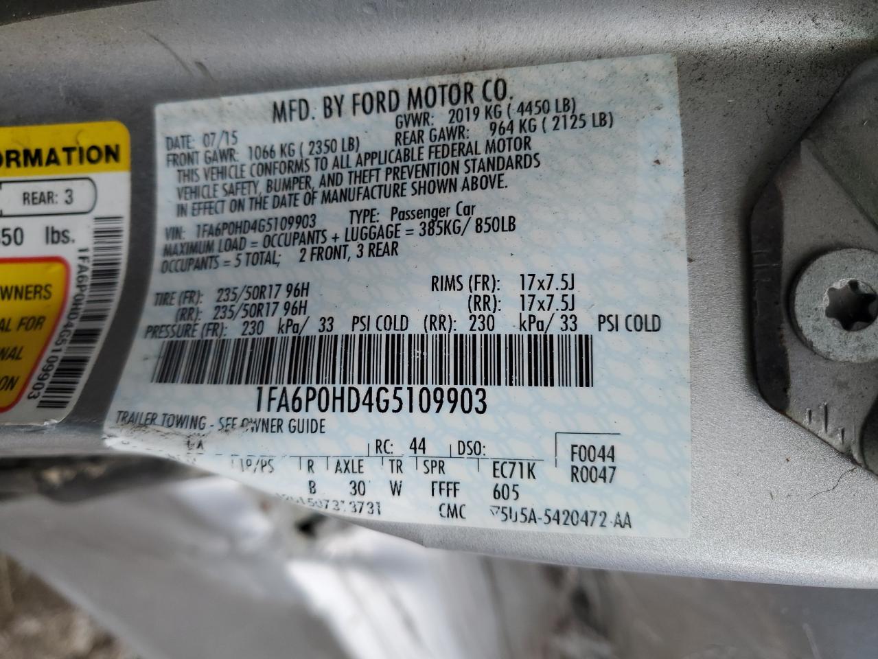 Photo 11 VIN: 1FA6P0HD4G5109903 - FORD FUSION 