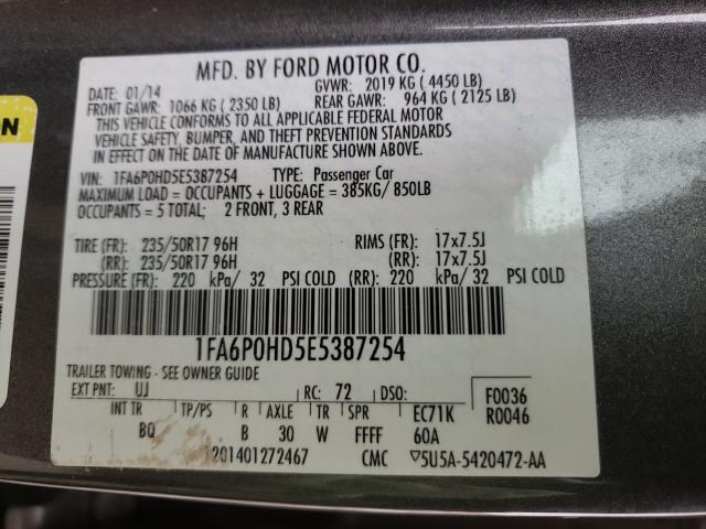 Photo 9 VIN: 1FA6P0HD5E5387254 - FORD FUSION SE 