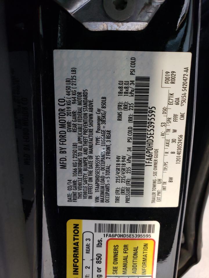 Photo 11 VIN: 1FA6P0HD5E5395595 - FORD FUSION 