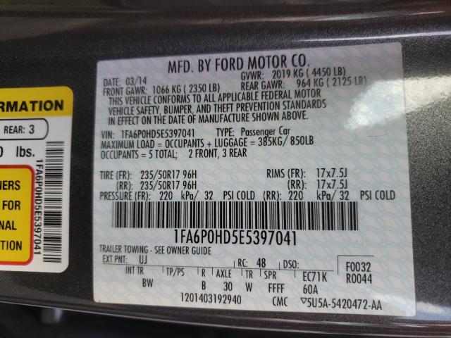 Photo 9 VIN: 1FA6P0HD5E5397041 - FORD FUSION SE 