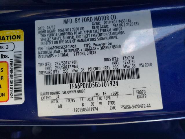 Photo 9 VIN: 1FA6P0HD5G5101924 - FORD FUSION SE 