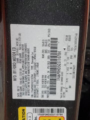 Photo 11 VIN: 1FA6P0HD5G5110784 - FORD FUSION SE 