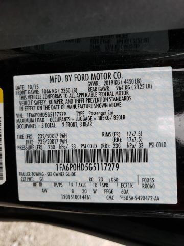 Photo 9 VIN: 1FA6P0HD5G5117279 - FORD FUSION SE 