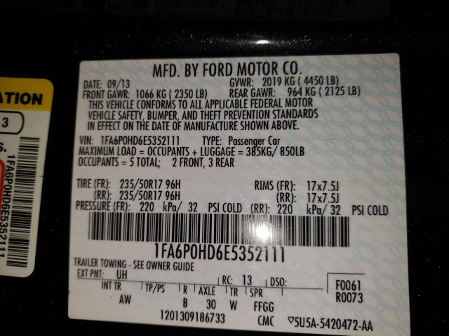 Photo 9 VIN: 1FA6P0HD6E5352111 - FORD FUSION SE 