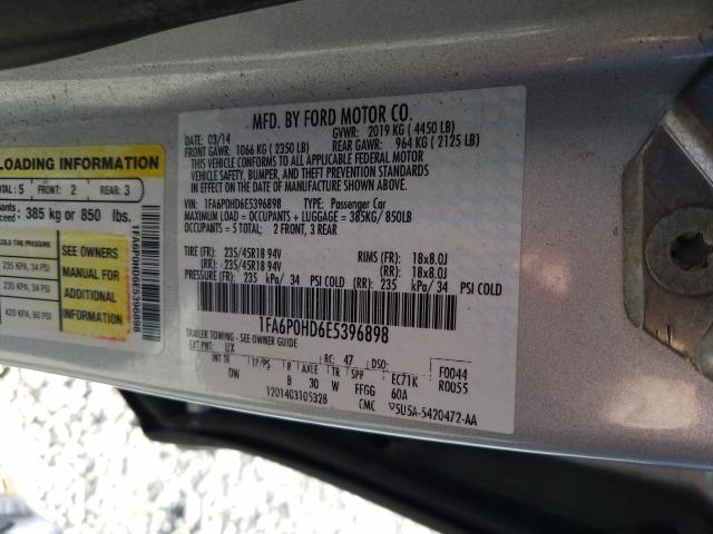 Photo 9 VIN: 1FA6P0HD6E5396898 - FORD FUSION SE 