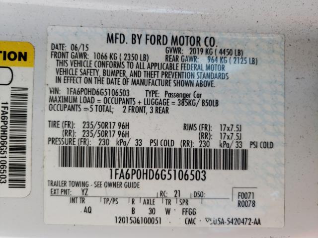 Photo 9 VIN: 1FA6P0HD6G5106503 - FORD FUSION 